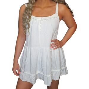 White Ruffle Dress Womens Medium Boho Cottagecore Fairy Bohemian Lace Crochet